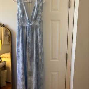 Princess Polly Light Blue Checkered Maxi Dress